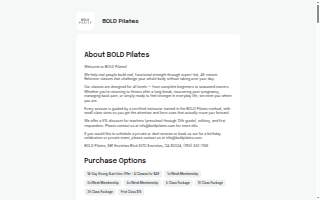BOLD Pilates website