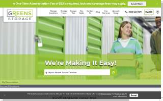 Greens Storage website