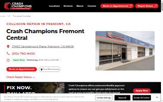 Crash Champions Collision Repair Fremont Central website