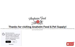 Anaheim Feed & Pet Supply of Fullerton website