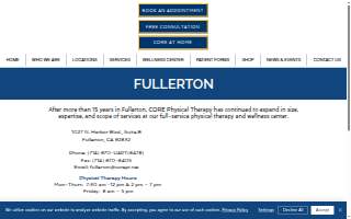 CORE Physical Therapy of Fullerton website