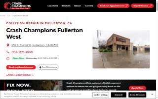 Crash Champions Collision Repair Fullerton West website