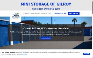 Mini Storage of Gilroy website
