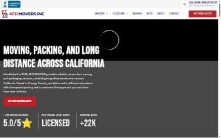 Afd Movers INC of Irvine website