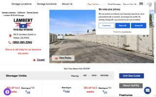 Lambert RV & Self Storage website