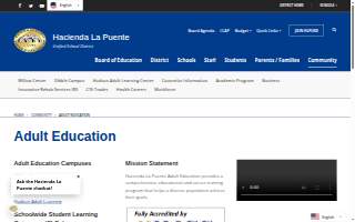 Hacienda La Puente Adult Education website