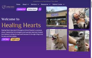 Healing Hearts Emergency Animal Hospital website