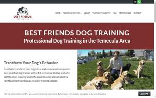 Temecula Best Friend Dog Training of Lake Elsinore website
