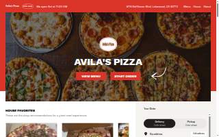 Avila's Pizza website