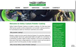 Valley Custom Powder Coating website