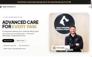 Paw Priority: Veterinary Urgent and Primary Care website