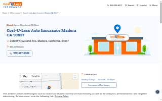 Cost-U-Less Insurance of Madera website