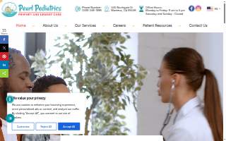 Pearl Pediatrics Primary and Urgent Care website