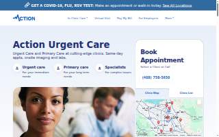 Action Urgent Care of Milpitas website