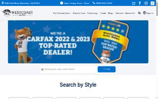 Westcoast Auto Sales website