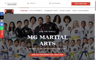 MG Martial Arts, Fitness & Muay Thai Kickboxing website