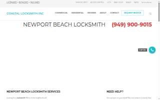 Coastal Locksmith Inc. of Newport Beach website