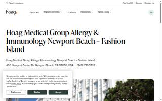 Hoag Medical Group Allergy & Immunology - Newport Beach website