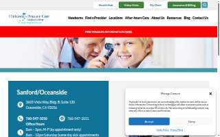 Children's Primary Care Medical Group Sanford of Oceanside website