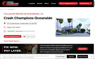 Crash Champions Collision Repair Oceanside website