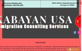 Kabayan USA Immigration Consulting Service website