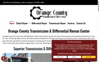 Orange County Transmission & Differential Reman Center website