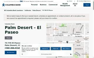 Columbia Bank of Palm Desert website