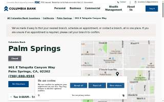 Columbia Bank of Palm Springs website
