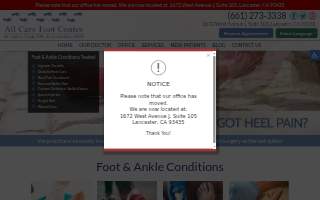 All Care Foot Center website