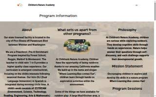 Children's Nature Academy website