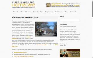 Hired Hands Homecare Pleasanton website