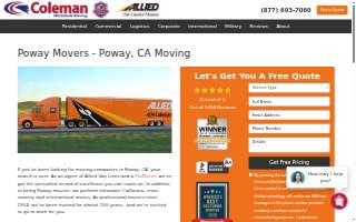 Coleman American Moving Services, Inc. of Poway website