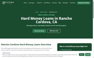Hard Money Lenders Rancho Cordova CA website
