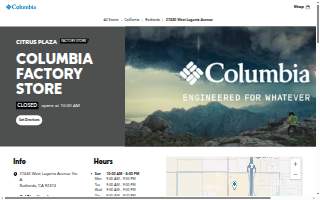Columbia Factory Store of Redlands website