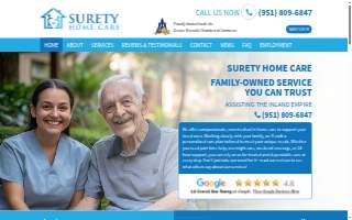 Surety Home Care website
