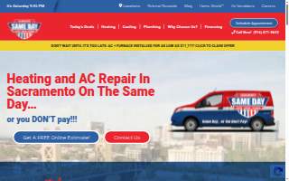 Same Day Heating, Cooling, Plumbing website