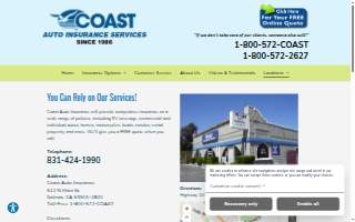 Coast Auto Insurance of Salinas website