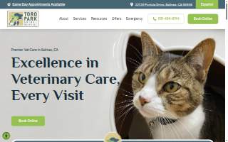 Toro Park Animal Hospital website
