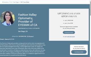 Fashion Valley Optometry, Provider of EYEXAM of CA website