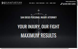 Hamparyan Personal Injury Lawyers San Diego, APC website