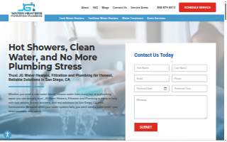 JG Water Heaters, Filtration and Plumbing website