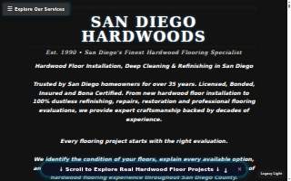 San Diego Hardwoods Dustless Hardwood and Bamboo Floor Refinishing Installation Repairs and Deep Cleaning website
