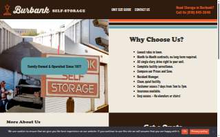 Burbank Self Storage website