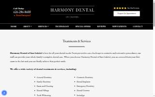 Harmony Dental of San Gabriel website