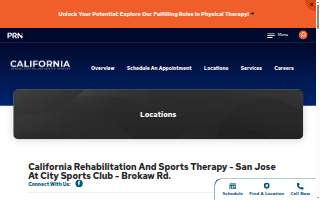 California Rehabilitation and Sports Therapy - San Jose at City Sports Club, Brokaw Rd website