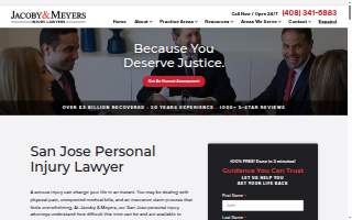 Jacob y & Meyers Accident & Injury Lawyers - San Jose website