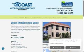 Coast Auto Insurance Services website