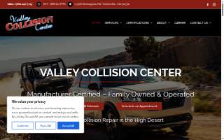Valley Collision Center website