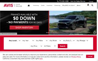 Avis Car Sales of Vista website
