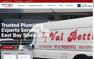 Val Betti Plumbing of Walnut Creek website